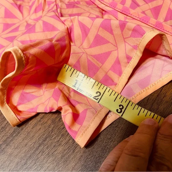 Coral Pink Geometric Drawstring Athletic Shorts - Women - Picture 8 of 8